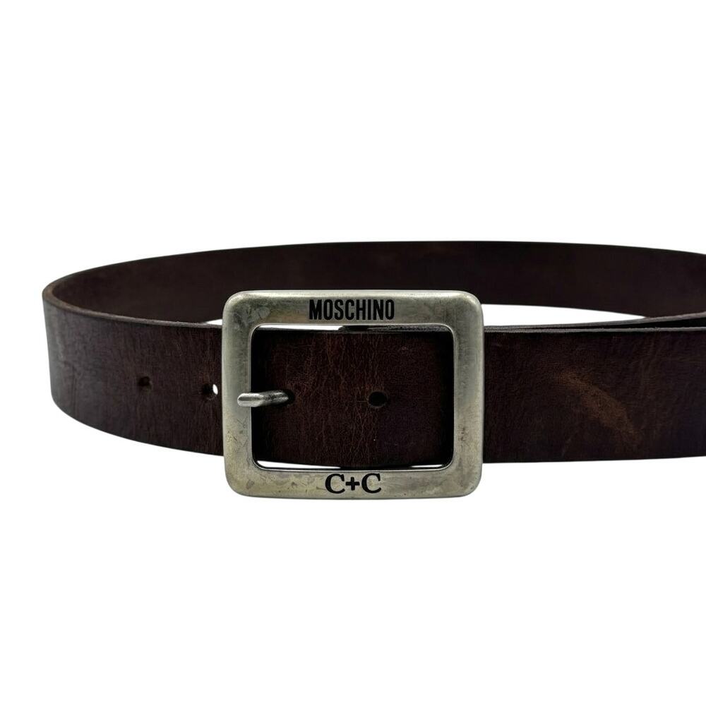 Vintage Moschino Cheap and Chic Brown Suede Leather Belt Made in Italy Size 50